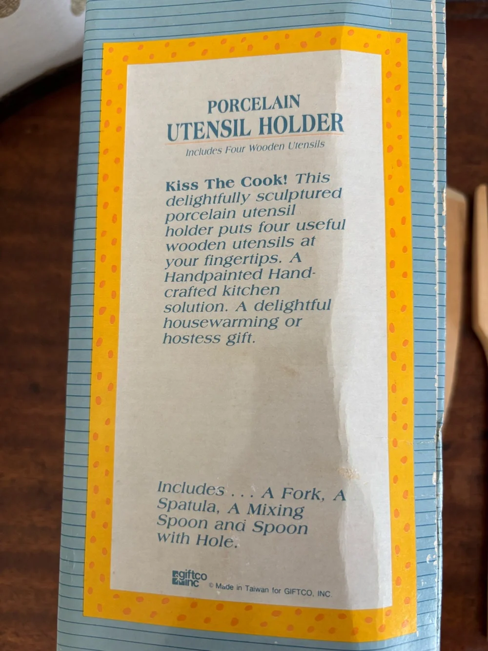 Vintage Giftco ceramic Goose Utensil/Potpourri Holder 80s NIB Polka Dots Hearts